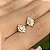 BRINCO FOLHEADO OURO 18K  OVAL COM ZIRCONIAS BRANCAS - Imagem 3