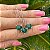 CONJUNTO FOHEADO RODIO BRANCO COM CRISTAL VERDE ESMERALDA - Imagem 1