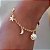 Bracelete Banhado ouro 18k Liso Metade Aro e Metade Elo com Lua,Sol e Estrela - Imagem 1
