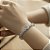 Bracelete Folheado Rodio Branco Gota Azul Com Zirconia - Imagem 2