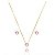 CONJUNTO FOLHEADO OURO 18K PONTO DE LUZ ROSA QUARTZO - Imagem 1