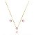 CONJUNTO FOLHEADO OURO 18K PONTO DE LUZ ROSA QUARTZO - Imagem 1