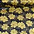 Cetim Estampado Fundo Preto Flores Amarelas - Imagem 1