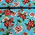 Chita Maxi Floral Fundo Turquesa - Imagem 1
