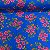 Chita Mini Floral Fundo Azul Flores Rosa - Imagem 1