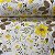 Percal Estampado 180 Fios Fundo Creme Floral Bege e Amarelo - Imagem 1