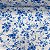 Tricoline Estampada Floral Azul Fundo Branco - Imagem 1