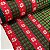Oxford Estampado de Natal Barrado Vermelho Com Flores e Xadrez Verde - Imagem 1