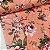 Oxford Estampado Fundo Salmão Com Folhagens Musgo e Flores Rosas - Imagem 2
