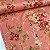 Oxford Estampado Fundo Rosê Com Flores Rosê e Vermelho - Imagem 3