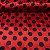 Cetim Estampado Fundo Vermelho Poá Preto - Imagem 1