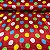 Cetim Estampado Fundo Vermelho Poá Colorido - Imagem 1