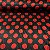 Cetim Estampado Fundo Preto Poá Vermelho - Imagem 1
