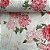 Percal Estampado Floral Vermelho e Rose fundo Branco - Imagem 1