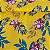 Viscolinho Estampado Fundo Amarelo Com Floral Colorido - Imagem 1