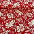 Viscolinho Estampado Fundo Vermelho Com Flores Bege - Imagem 1