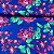 Chita Estampada Floral Rosa Fundo Azul - Imagem 1