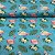 Tricoline Digital Estampada Floral Com Flamingos Fundo Azul - Imagem 2