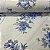Percal Estampado 180 Fios Fundo Branco Floral Azul - Imagem 1