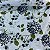 Percal Estampado 180 Fios Fundo Branco com Raminhos Verdes e Floral Grande - Imagem 1
