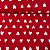 Viscose Estampada Fundo Vermelho com Corações Brancos - Imagem 1