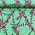 Crepe Estampado Fundo Verde Com Florzinhas Rosas - Imagem 1