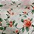 Percal Estampado 180 Fios Fundo Branco com Raminhos Verdes e Flores Salmão - Imagem 1