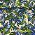 Viscolinho Estampado Fundo Verde Clarinho Com Folhagens Verdes e Azuis - Imagem 1