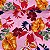 Viscolinho Estampado Fundo Rosa Com Flores Coloridas - Imagem 1