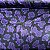 Cetim Estampado Flores Roxas Fundo Preto - Imagem 1