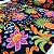 Viscose Digital Nacional Floral Colorido Fundo Preto - Imagem 1