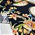 Viscose Digital Nacional Barrado Fundo Preto com Floral e Abacaxi - Imagem 3