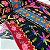 Viscose Digital Nacional Barrado Fundo Preto Com Floral e Araras Coloridas - Imagem 3