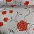 Percal Estampado 180 Fios Fundo Branco com Floral Laranja - Imagem 1