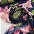 Crepe Chiffon Estampado Fundo Marinho com Flores Rosas - Imagem 1