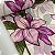 Crepe Chiffon Estampado Fundo Off White com Flor Rosa - Imagem 2