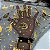Organza Halloween Fundo Preto com Gato, Bruxas, Aboboras e Morcego Dourado - Imagem 3