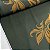 Viscose Estampada Fundo Verde com Floral Dourado - Imagem 1