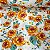 Percal Estampado 180 Fios Floral Laranja - Imagem 1
