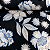 Liganete Estampada Fundo Preto com Floral Azul e Branco - Imagem 1