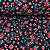 Liganete Estampada Fundo Preto Floral Rosa e Vermelho - Imagem 1