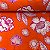 Liganete Estampada Fundo Laranja e Floral Rosa e Branco - Imagem 1