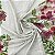 Viscose Barrada Estampada Fundo Branco Com Flores Rosas 1,35mx1m - Imagem 1