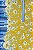 Viscose Barrada Estampada Flores e Fundo Amarelo Com Azul 1,35x1,80m - Imagem 2