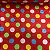 Cetim Estampado Petit Poá Colorido Fundo Vermelho - Imagem 1