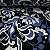 Liganete Estampada Flor Azul com Detalhes Branco com Fundo Preto - Imagem 1