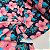 Suplex Estampado de Poliamida Santa Constância Fundo Azul Marinho com Flores Rosa - Imagem 2