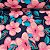 Suplex Estampado de Poliamida Santa Constância Fundo Azul Marinho com Flores Rosa - Imagem 1