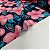 Suplex Estampado de Poliamida Santa Constância Fundo Azul Marinho com Flores Rosa - Imagem 3