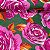 Chita Maxi Floral Fundo Verde Flores Rosa - Imagem 1